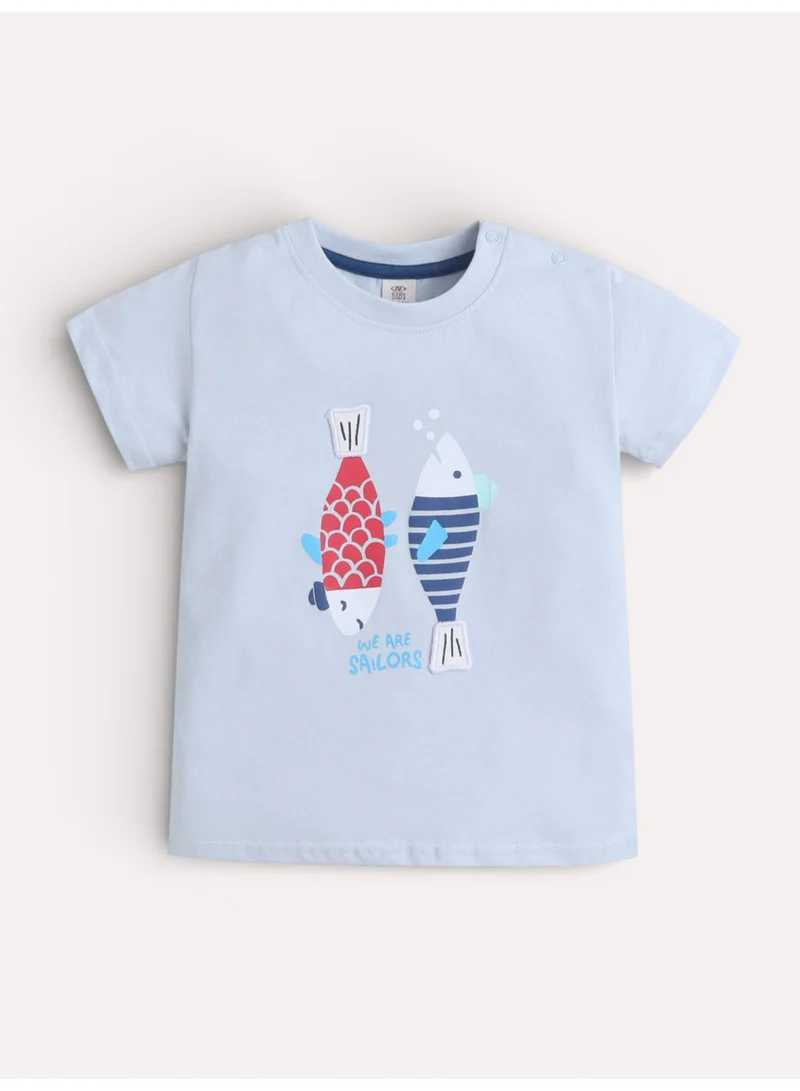 Victor And Jane  Infant Boys’ 2-Piece Set – Fish Print T-Shirt & Drawstring Shorts for Men | Best Price UAE